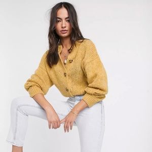 ASOS Design crew neck cardi in fluffy knit